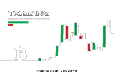 Continuous line drawing of Trading Bitcoin
