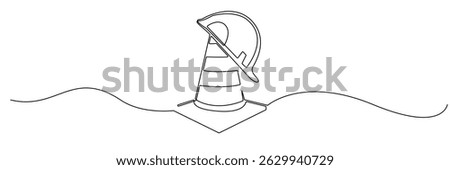 continuous line drawing of traffic cone and construction hat.single line drawing of construction sign,road repair,contractor and others.line art vector illustration