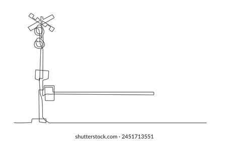 continuous line drawing of train doorstops. line drawing of automatic railway crossing doors. isolated on white background