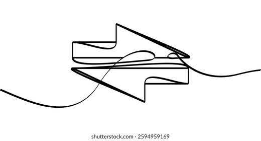 continuous line drawing of transfer arrow symbol. abstract line art illustration