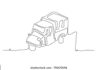 continuous line drawing of a transport concept carriage can use a cute travel card.
