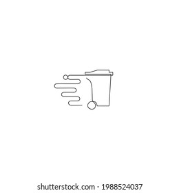 Continuous line drawing of trash can with speed design, object one line, single line art, vector illustration