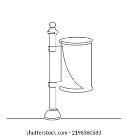 Continuous Line Drawing Of Trash Can. Street Trash Can. Vector Illustration.