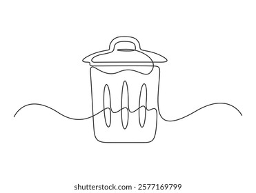 Continuous line drawing trash can icon concept vector illustration