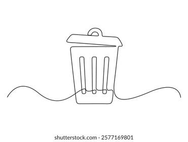 Continuous line drawing trash can icon concept vector illustration