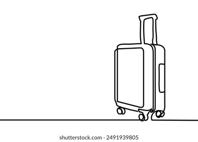 Continuous line drawing Travel suitcase. Simple linear style. Vector ilustration