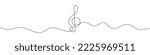 Continuous line drawing of treble clef. Music note one line icon. One line drawing background. Vector illustration. Line art of treble clef