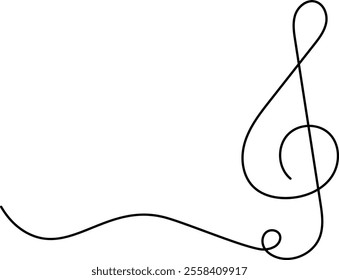 Continuous Line Drawing of Treble Clef with Swirl
