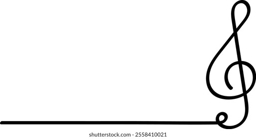 Continuous Line Drawing of Treble Clef