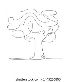continuous line drawing of tree. isolated sketch drawing of tree line concept. outline thin stroke vector illustration