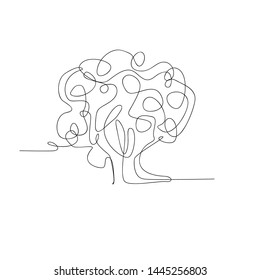 continuous line drawing of tree. isolated sketch drawing of tree line concept. outline thin stroke vector illustration