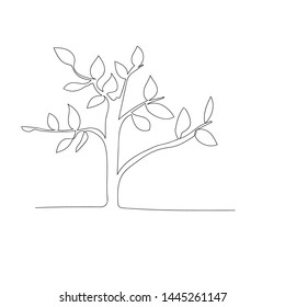 continuous line drawing of tree. isolated sketch drawing of tree line concept. outline thin stroke vector illustration