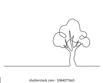Continuous line drawing. Tree logo. Vector illustration. Concept for logo, card, banner poster flyer