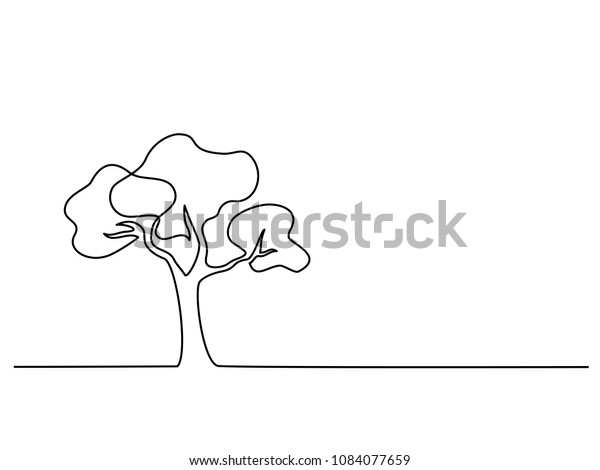 Continuous Line Drawing Tree Logo Vector Stock Vector (Royalty Free ...