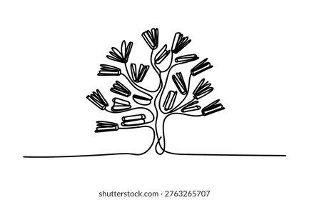 Continuous line drawing tree