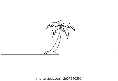 Continuous line drawing of a tree. Nature one line art. Vector illustration, For interior design and presentations.
