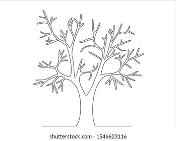 Continuous Line Drawing Tree On White Stock Vector Royalty Free Shutterstock