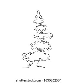 Continuous line drawing of tree on white background. Vector illustration