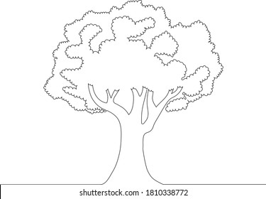 Continuous line drawing of tree on white background. Vector illustration