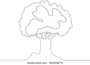 Dibujo continuo de línea de árbol sobre fondo blanco. Ilustración del vector