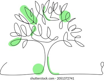 Continuous line drawing of tree on white background. Line drawing for social media and print media.