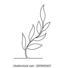 Continuous line drawing of tree on white background. Vector illustration