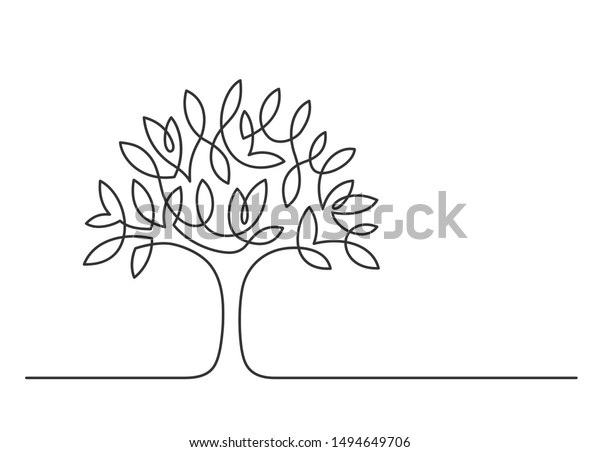 Image Vectorielle De Stock De Dessin En Ligne Continu D Arbre Sur 1494649706