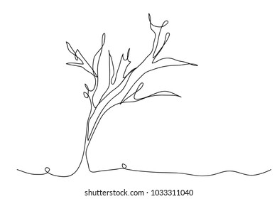 continuous line drawing of a tree, vector illustration.