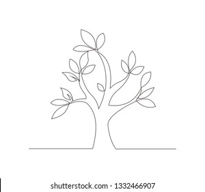 Continuous Line Drawing Tree Vector Stock Vector (Royalty Free ...