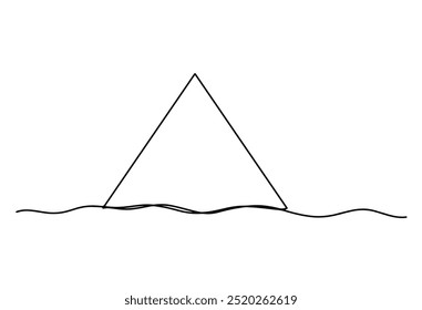 continuous line drawing of triangle geometric shapes isolated on transparent background
