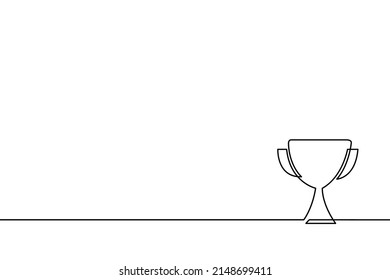 Continuous line drawing of Trophy award icon isolate on white background.	