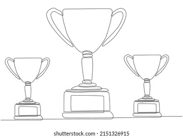
Continuous line drawing of trophy. Award winning icon. flat, vector.