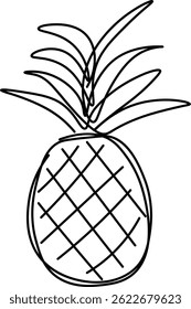 Continuous Line Drawing of a Tropical Pineapple
