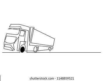 continuous line drawing of truck wheels vector illustration.