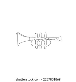 continuous line drawing trumpet horn illustration vector