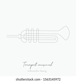 continuous line drawing. trumpet musical. simple vector illustration. trumpet musical concept hand drawing sketch line.