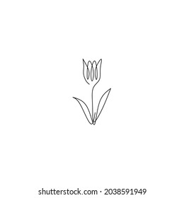 Dibujo de línea continua de tulipán, diseño de flor, objeto de una línea, arte de una sola línea, ilustración vectorial