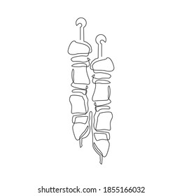 continuous line drawing of turkish kebab. One line art concept of turkey food. Vector illustration