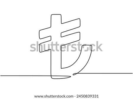 Continuous line drawing of Turkish Lira money currency symbol