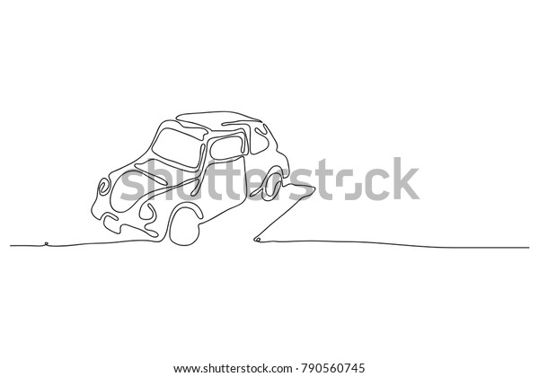 continuous line drawing of\
turtle car