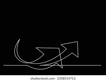 continuous line drawing of two arrows