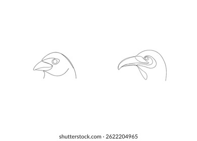 Continuous Line Drawing Of Two Bird Heads Minimalist Vector Illustration