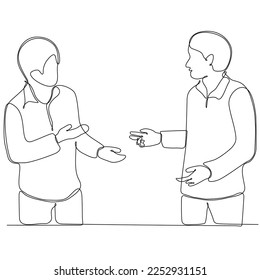 
continuous line drawing of two businessmen arguing
