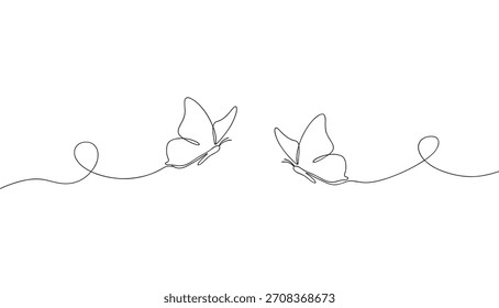Continuous Line Drawing of Two Butterflies Vector insects mbed illustration icon silhouette
