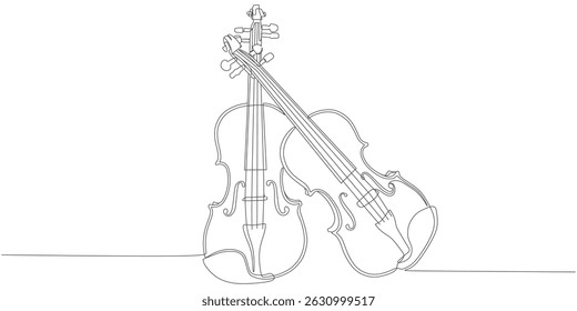 Continuous Line Drawing of Two Classical Violins in Minimalist Style