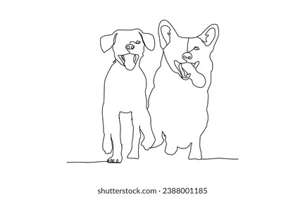 Continuous line drawing of a two dog running design