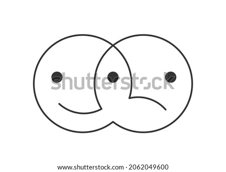 Continuous line drawing of two Emoticons. Emoji icon. Vector illustration