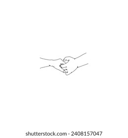 Continuous line drawing two hand couple gesture. Finger gesture abstract Illustration icon vector