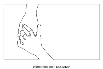 Continuous Line Drawing Of Two Hands Touching Each Other