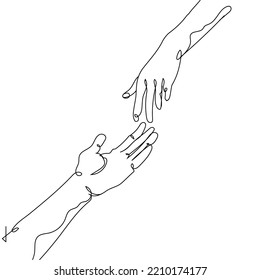 Continuous Line Drawing Two Hands Barely Stock Vector (Royalty Free ...